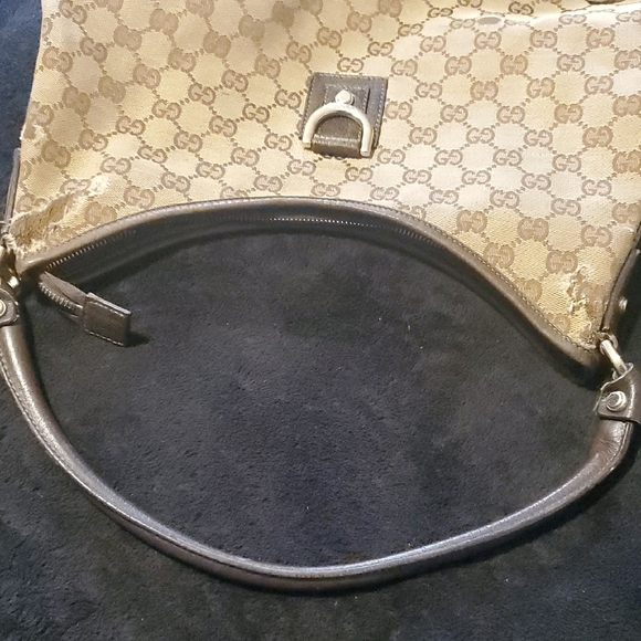 Authentic Gucci Tan and Brown Monogram Shoulder Bag - Picture 14 of 16